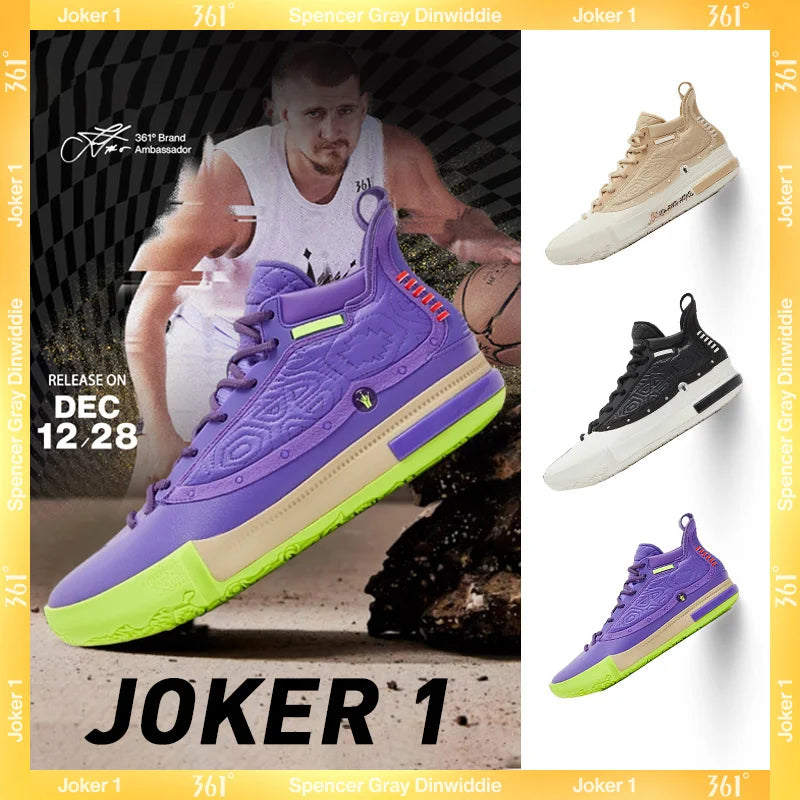 361 Degrees Joker 1 Men Basketball Shoes New Leather Breathable Non-slip Wear-resistant Shock-Absorbing Male Sneakers 572511103 - Sky Dominator